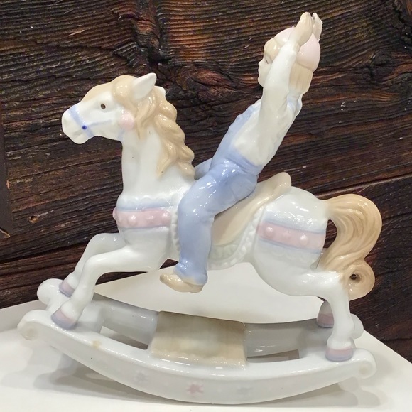Paul Sebastian Porcelain Figurine Vintage 1991 Boy on Rocking Horse - Picture 1 of 11